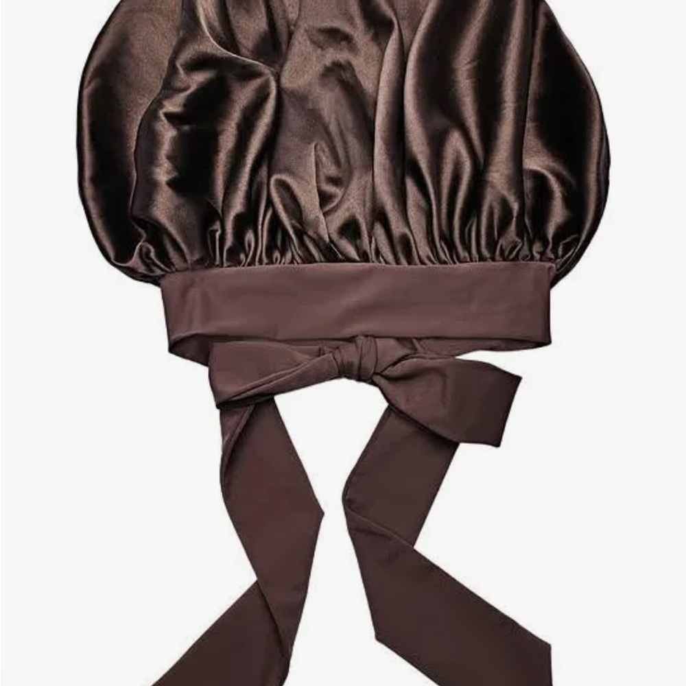 Silky Brown Tie-Waist Top